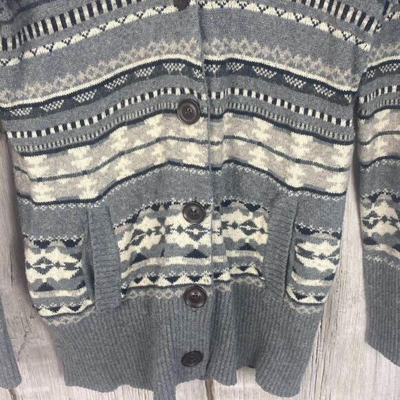Eddie Bauer Fair Isle Knit Wool Blend Cardigan Size Medium   69 - Picture 3 of 10